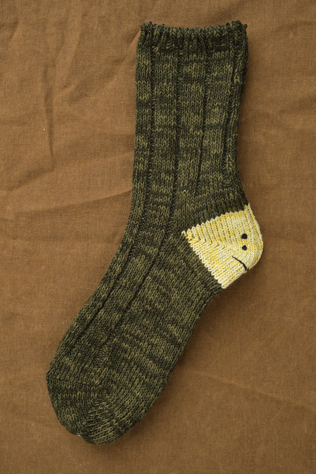 Kapital 56 Yarns One Size Happy Heel Sock in Khaki