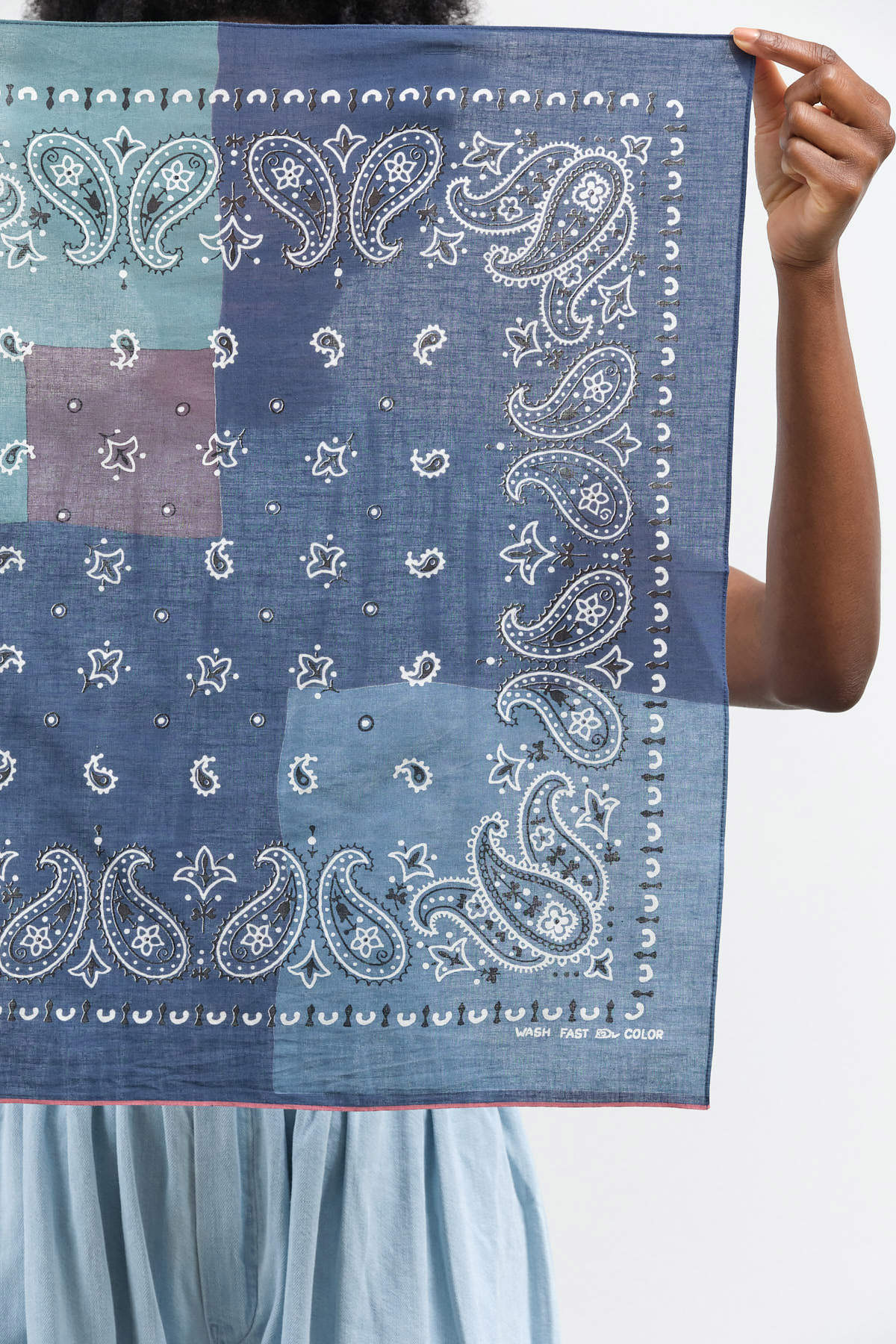 Paisley Patchwork Fastcolor Selvedge Bandana by Kapital in Navy