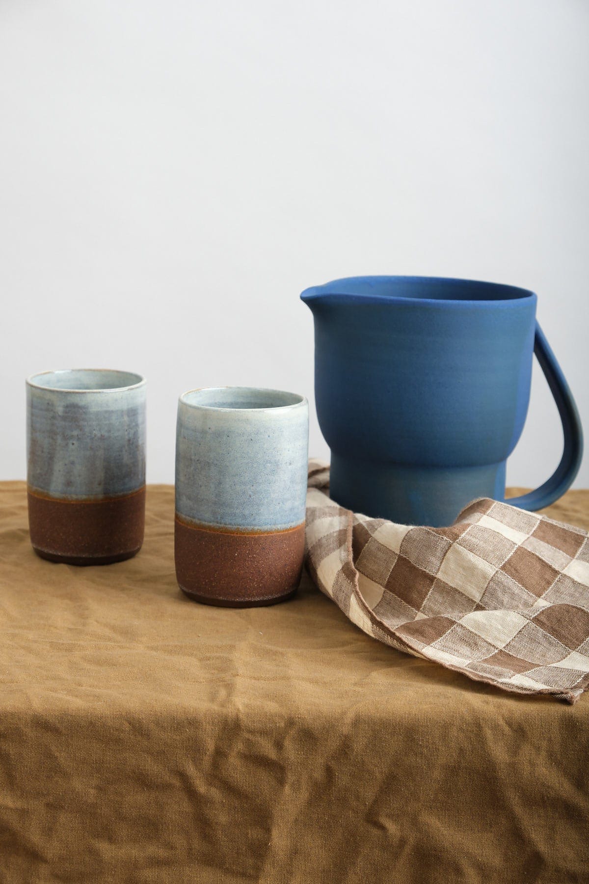Kati Von Lehman Home Kitchen Pitchers Water Pitcher in Matte Blue Matte Blue / 7" H X 6.5" Dia