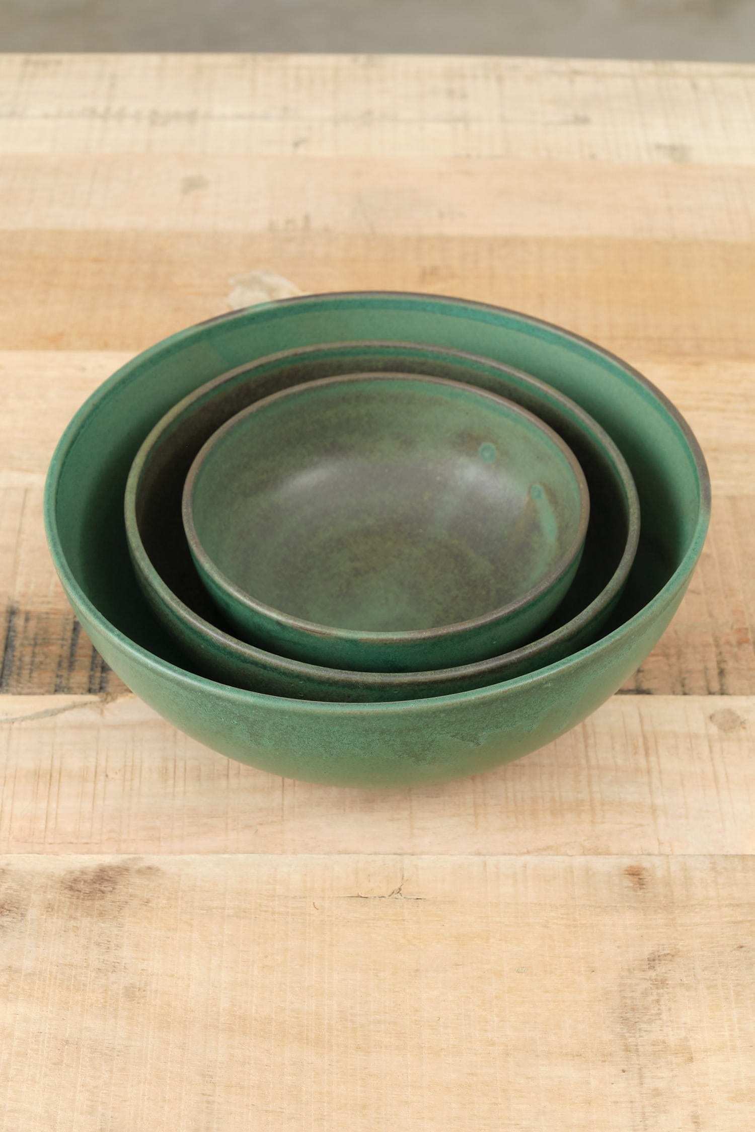 Kati Von Lehman Home Kitchen Serving Nesting Kitchen Bowls in Emerald Emerald / Set of 3