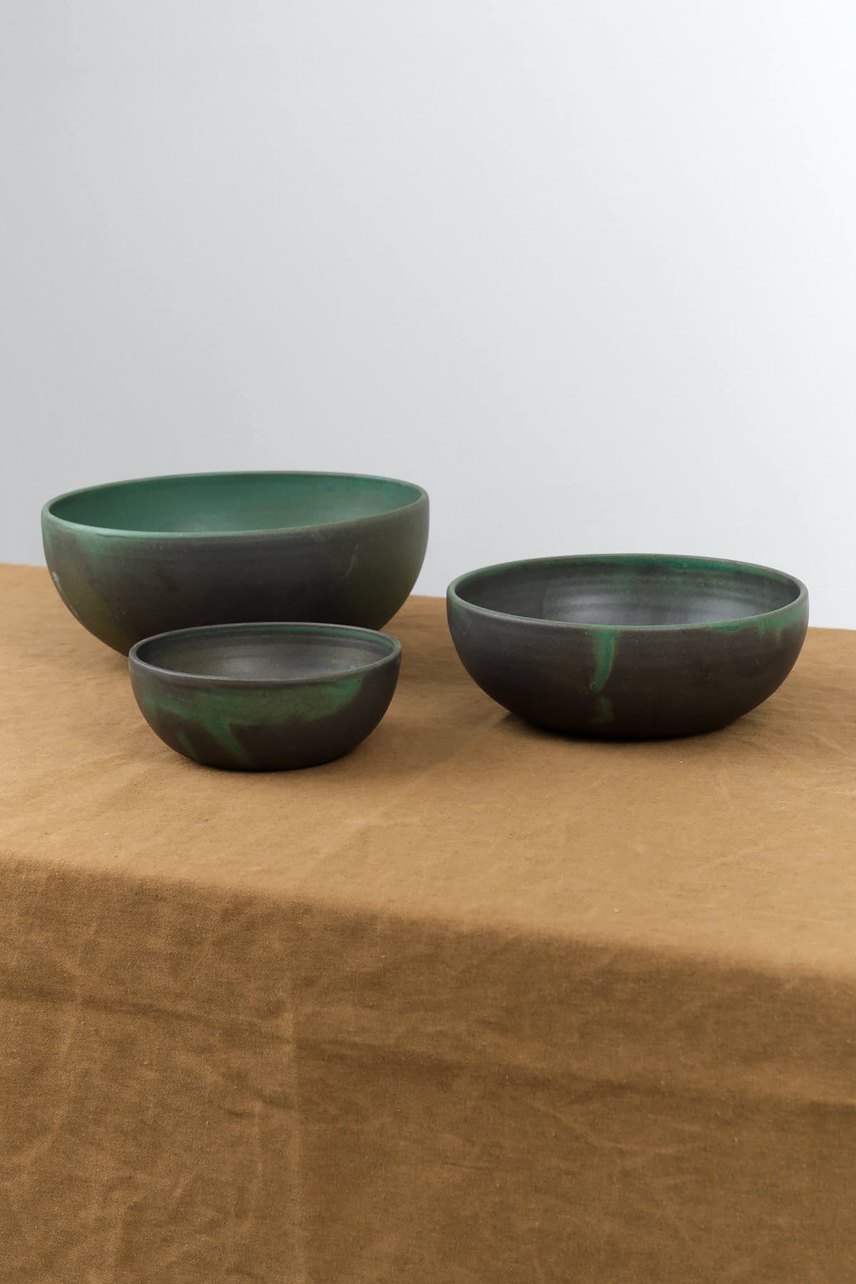 Unstacked Nesting Kitchen Bowls in Emerald