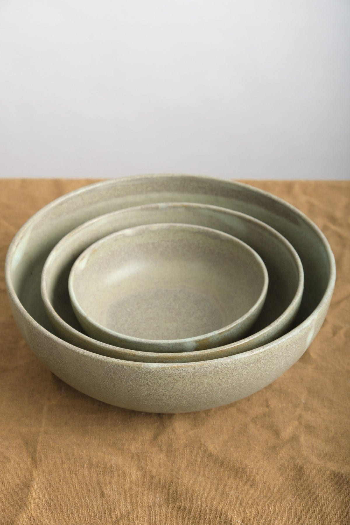 Handmade Ceramic Jade Kitchen Bowl set nesting