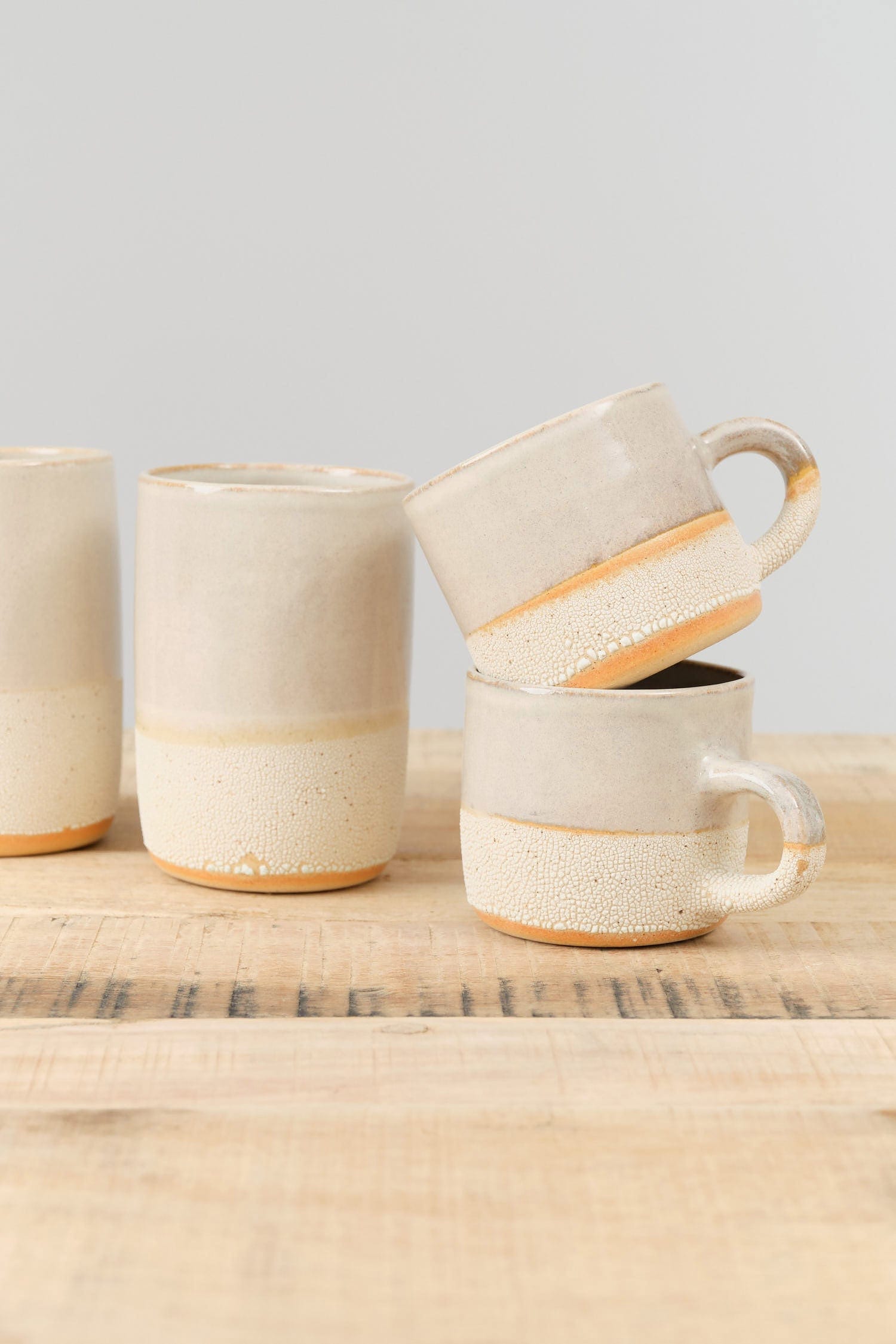 Kati Von Lehman Home CoffeeTea Stoneware Coffee Mug in Shino Shino / 3" H X 3.5" Dia