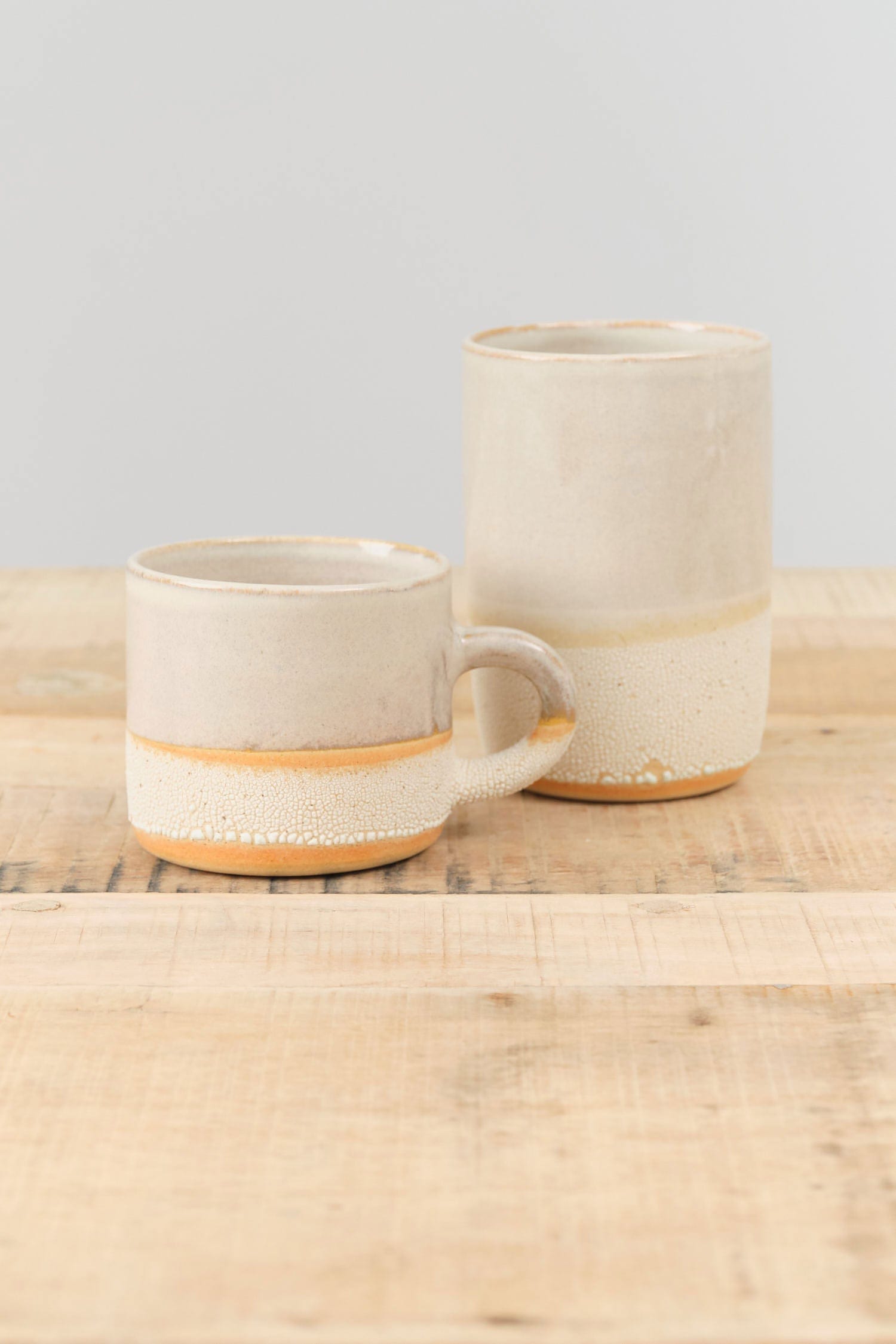 Kati Von Lehman Home CoffeeTea Stoneware Coffee Mug in Shino Shino / 3" H X 3.5" Dia