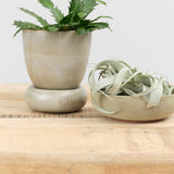 Kati Von Lehman Home Planters Striped Flowerpot Brown Stoneware / Eggshell