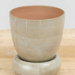 Kati Von Lehman Home Planters Striped Flowerpot Brown Stoneware / Eggshell