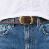 KikaNY Accessories Belts Oval Buckle Belt in Walnut