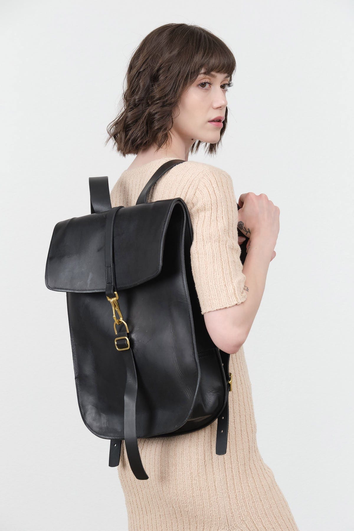 KikaNY Accessories Bags Postal Backpack #1 in Black Black / 17" L x 12" W x 4” D