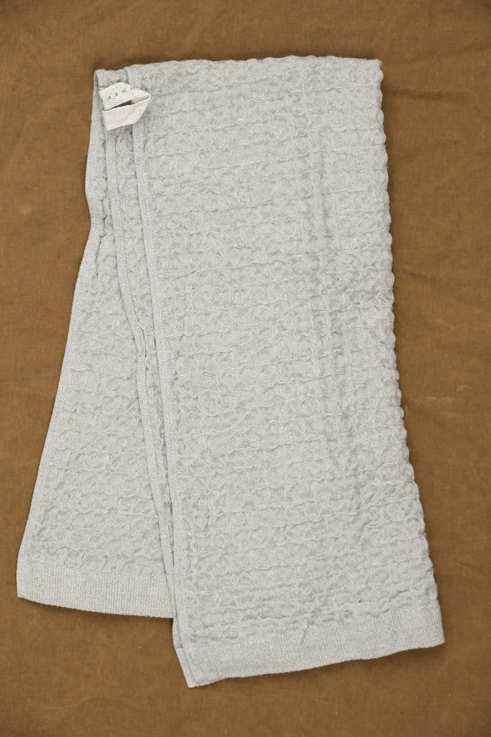 Kontex Lattice Cotton Linen Hand Towel in ice Grey