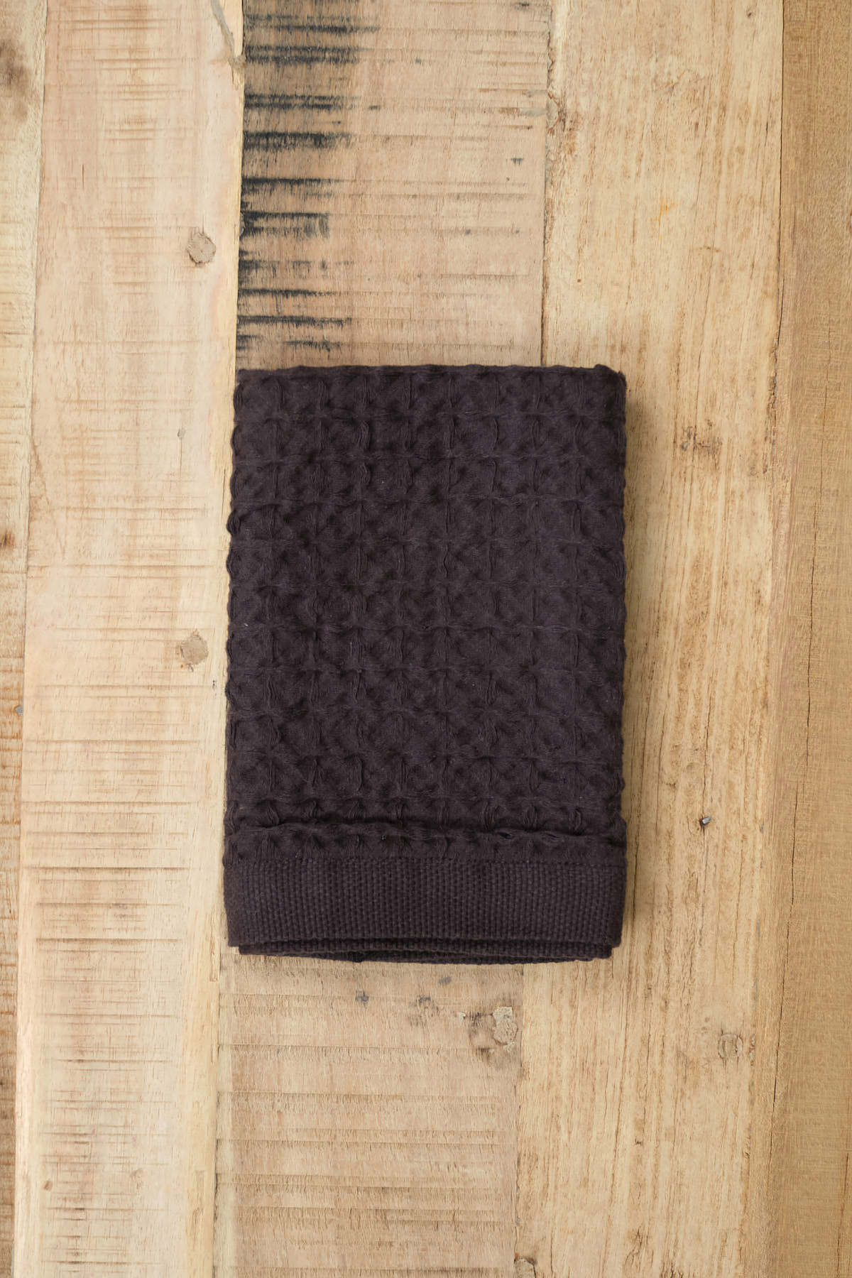 Kontex Home Bath Textiles Lattice Linen Washcloth Charcoal / 14.25" L X 14.25" W