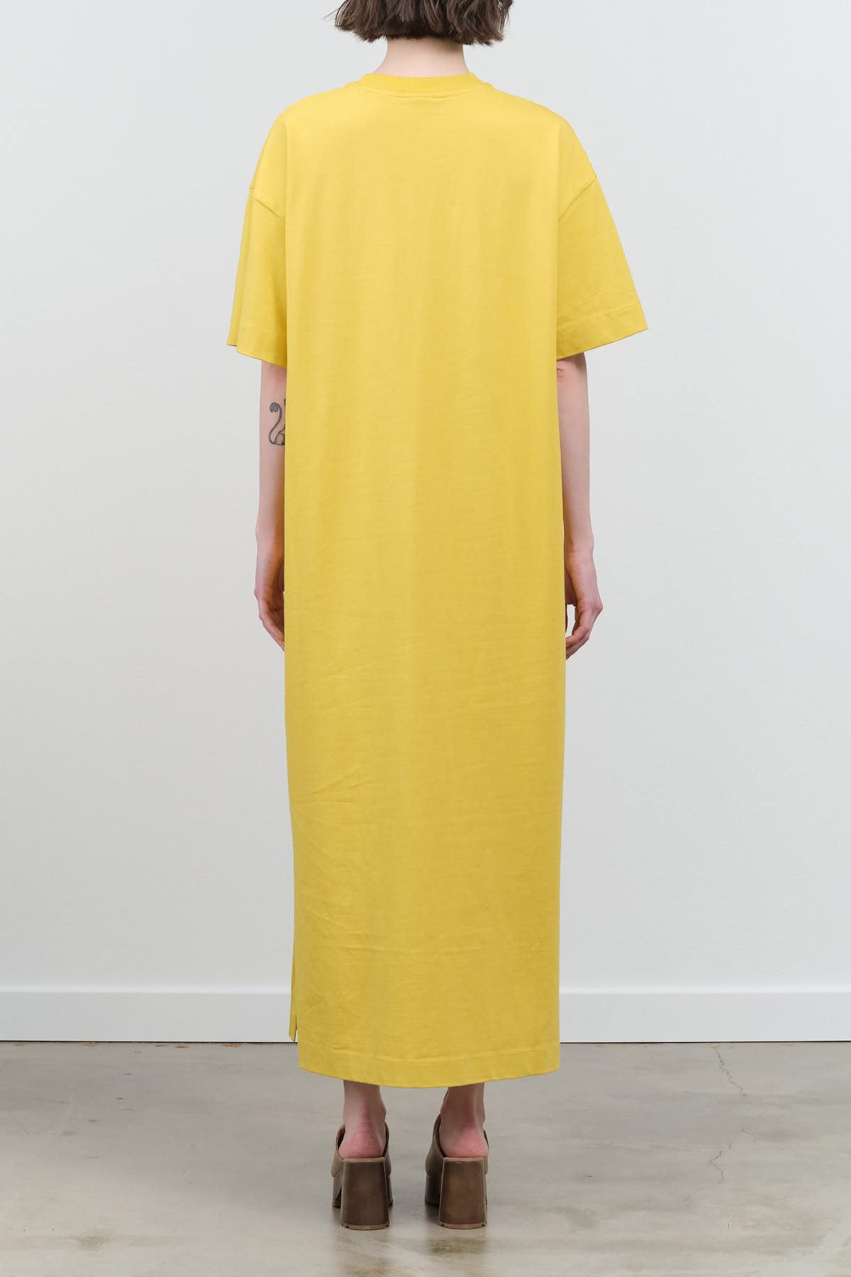 Back view of Boxy T-Shirt Dress in Daffodil