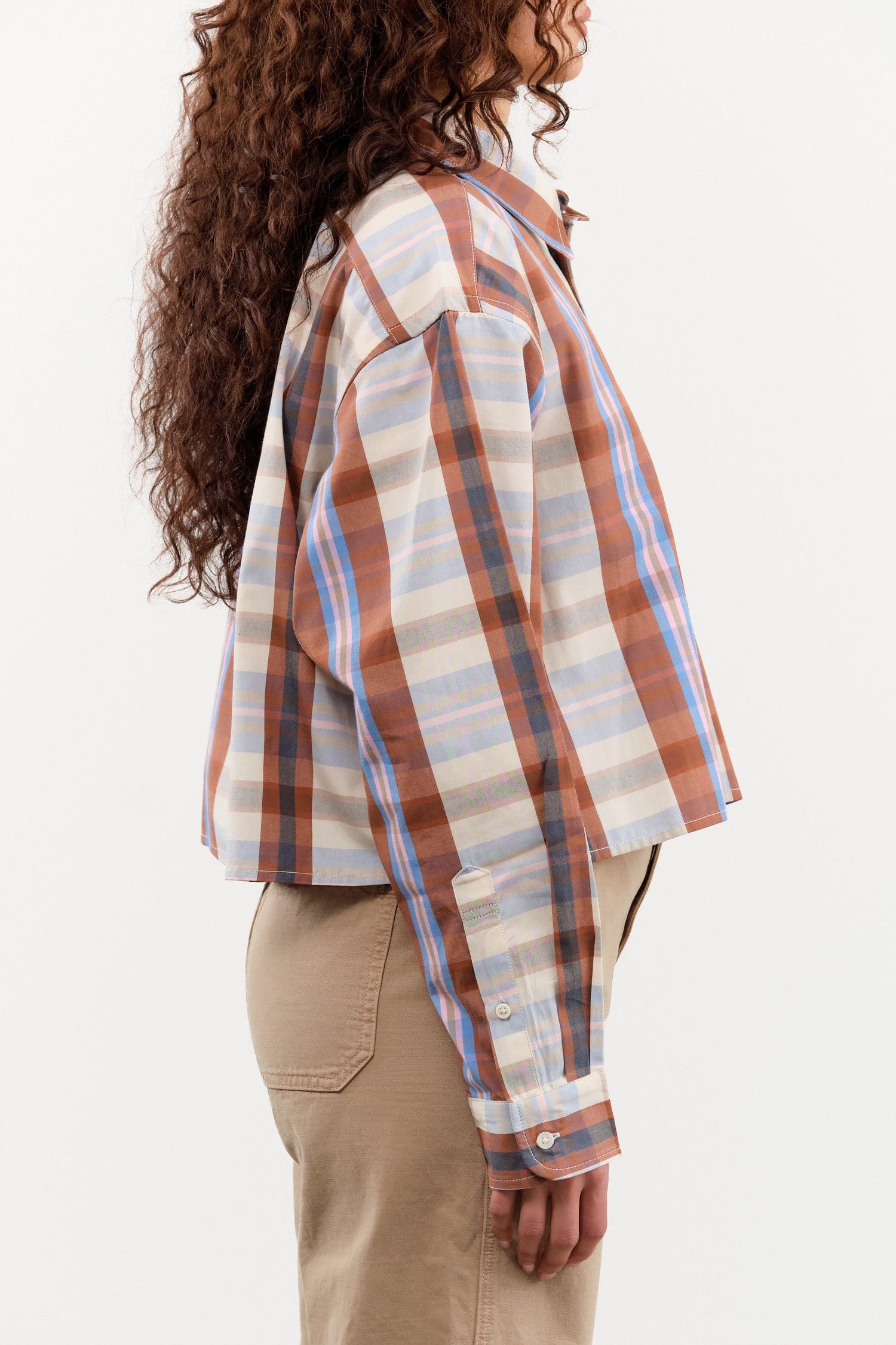 Kowtow Apparel Womens Blouses Lauren Shirt in Terra Check
