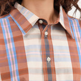 Kowtow Apparel Womens Blouses Lauren Shirt in Terra Check