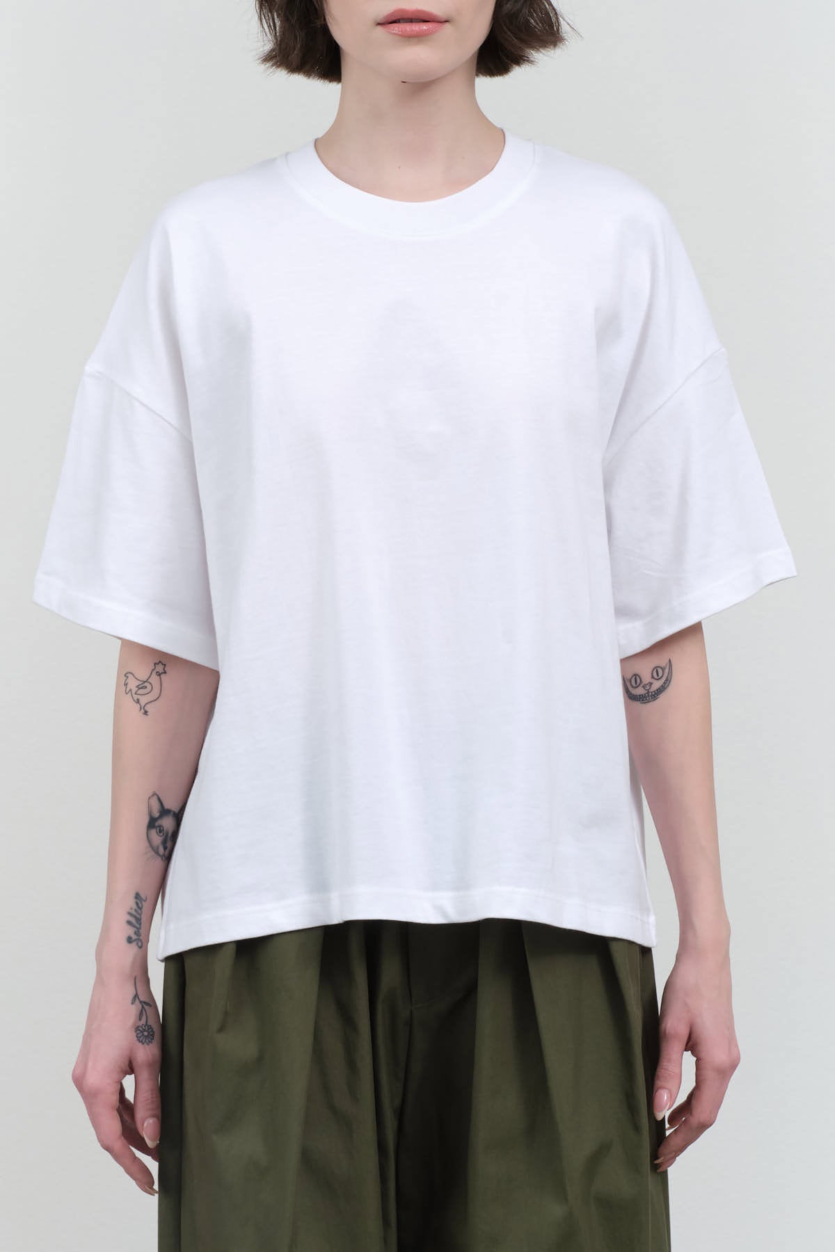 Front view of Oversized Boxy Tee in White