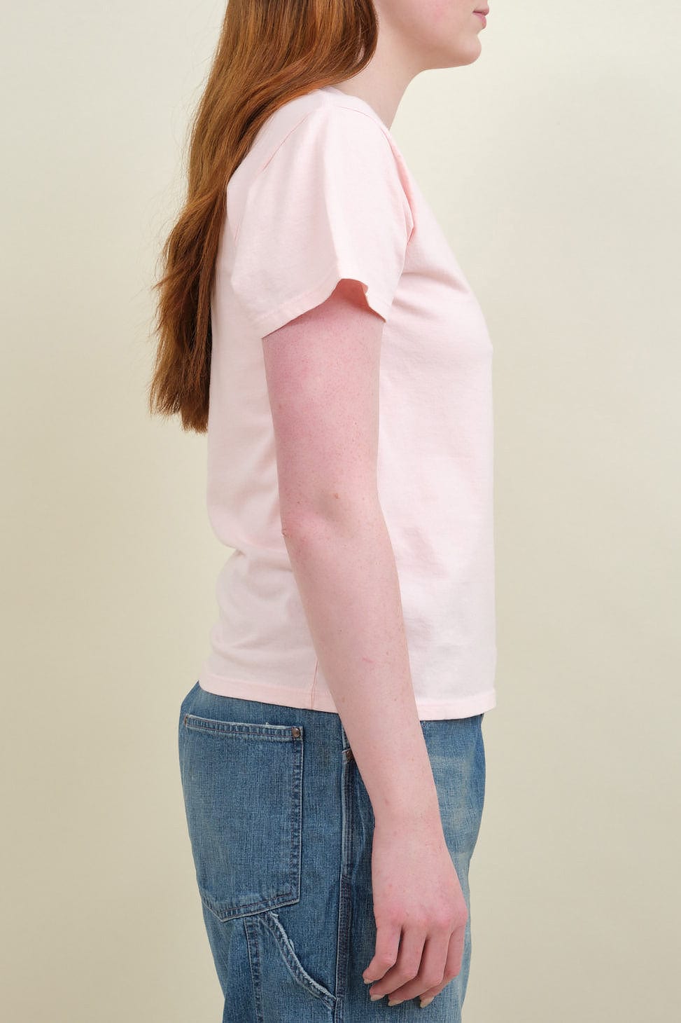 Side of Penny Fitted Crewneck Tee in Petal