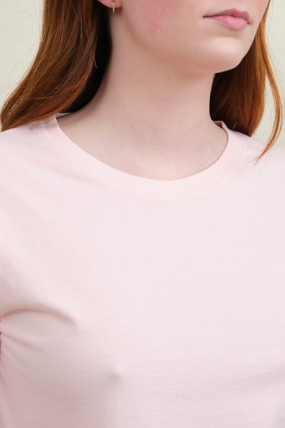 Neckline on Penny Fitted Crewneck Tee in Petal