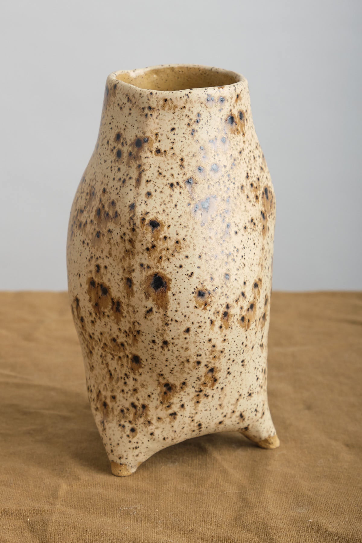 Handmade Ceramic Vase with Brown Speckled glaze