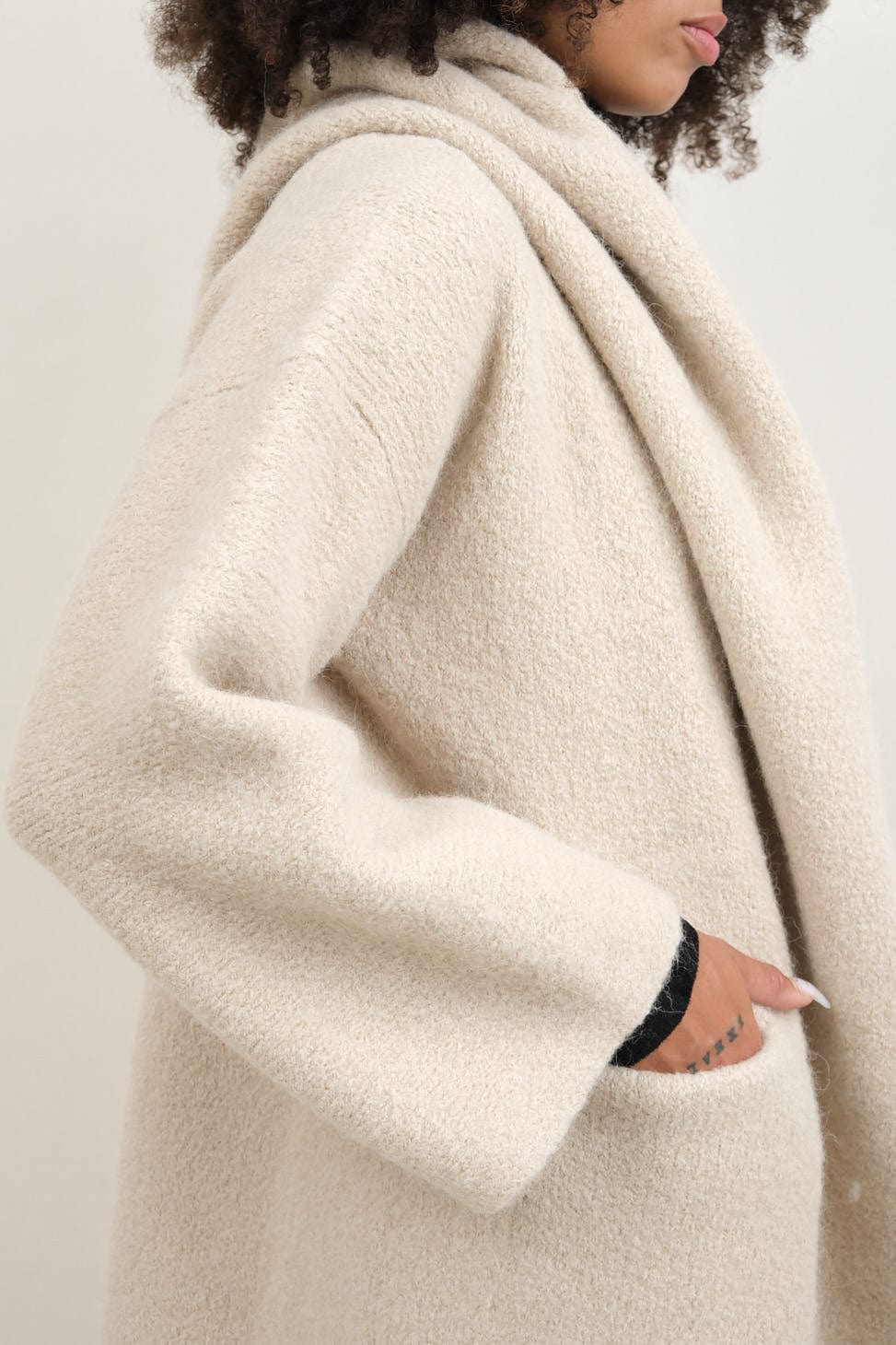 Pocket on Capote Coat in Antique