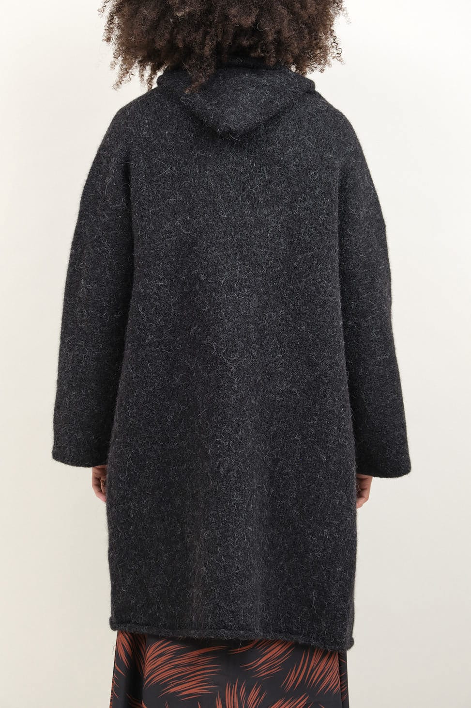 Back of Capote Coat in Black Melange