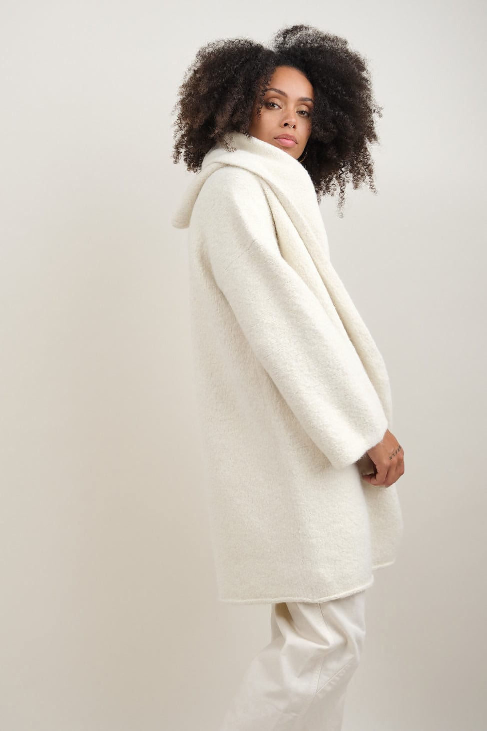 Capote Coat in Raw White