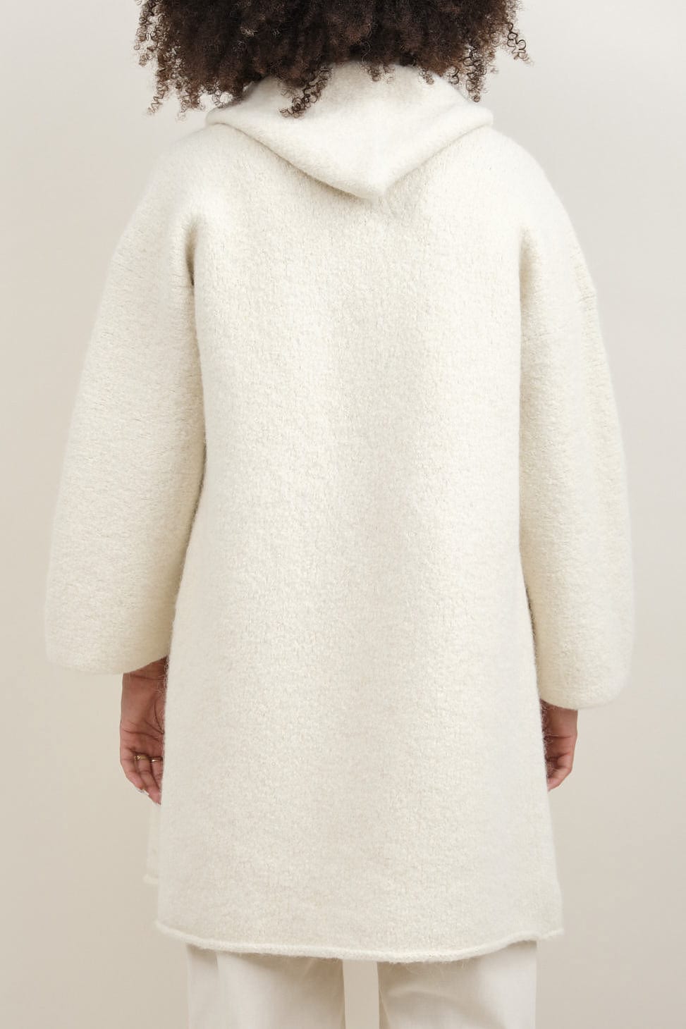 Back of Capote Coat in Raw White