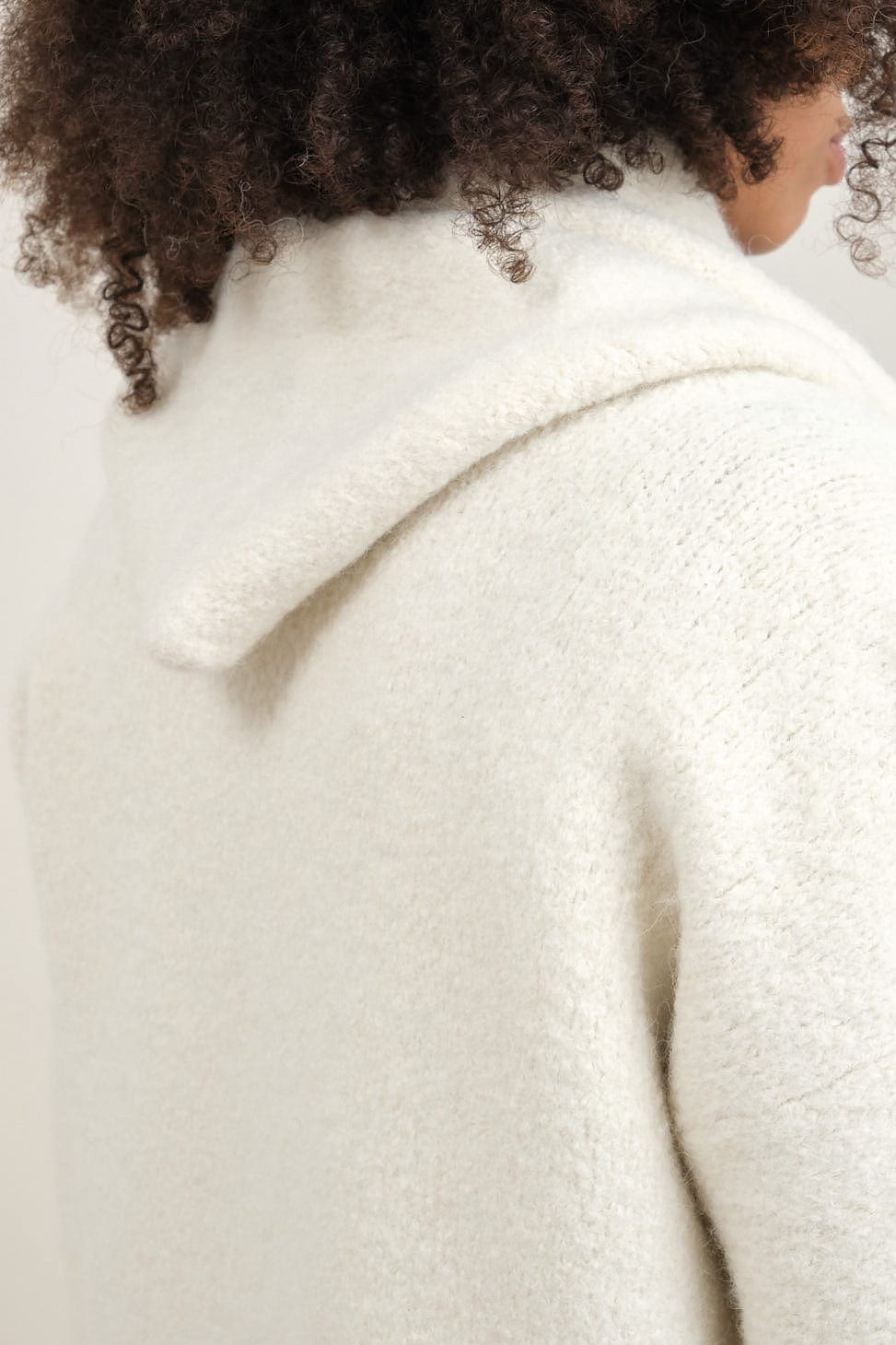 Hood on Capote Coat in Raw White