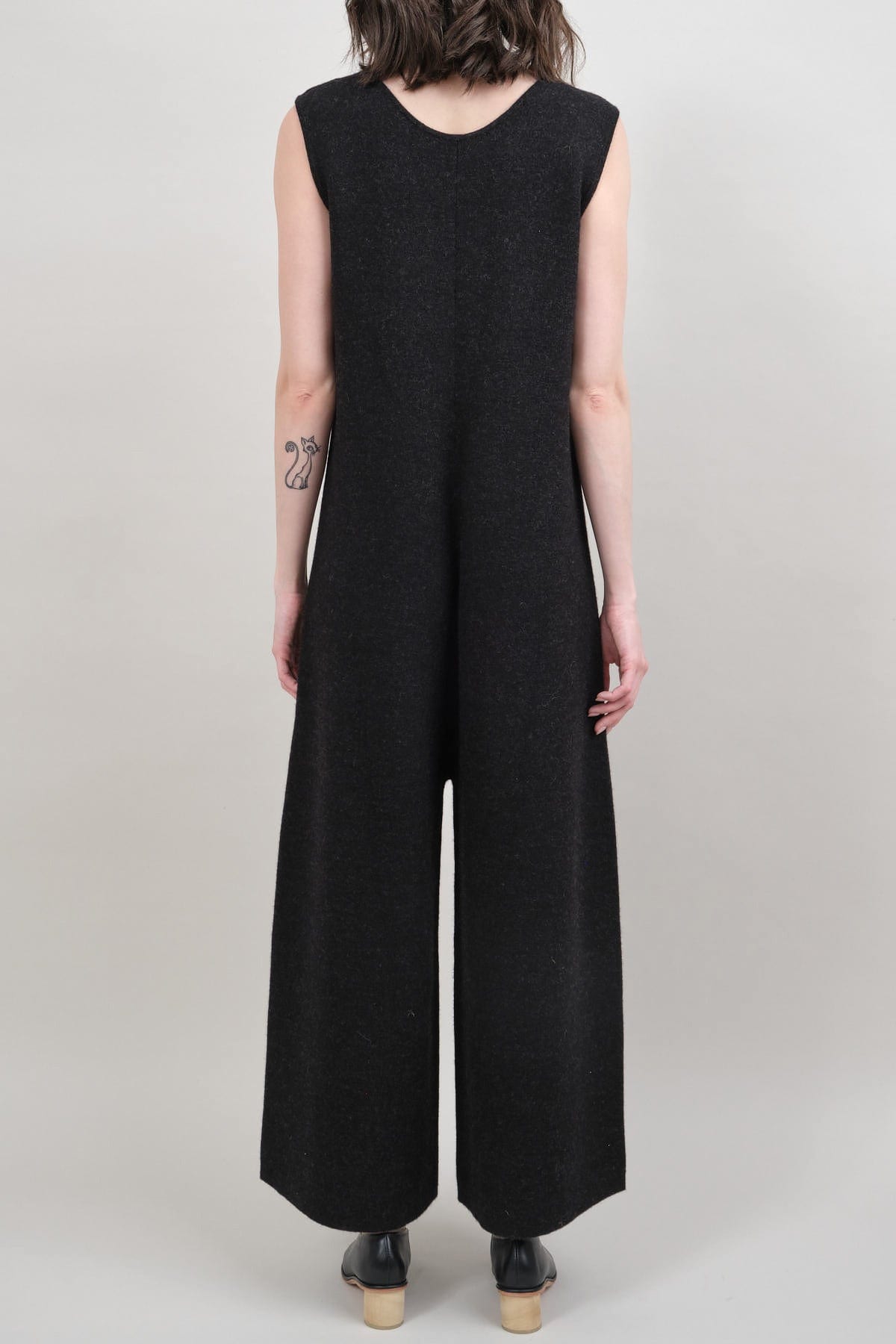 Back of Double Knit Miter Jumpsuit