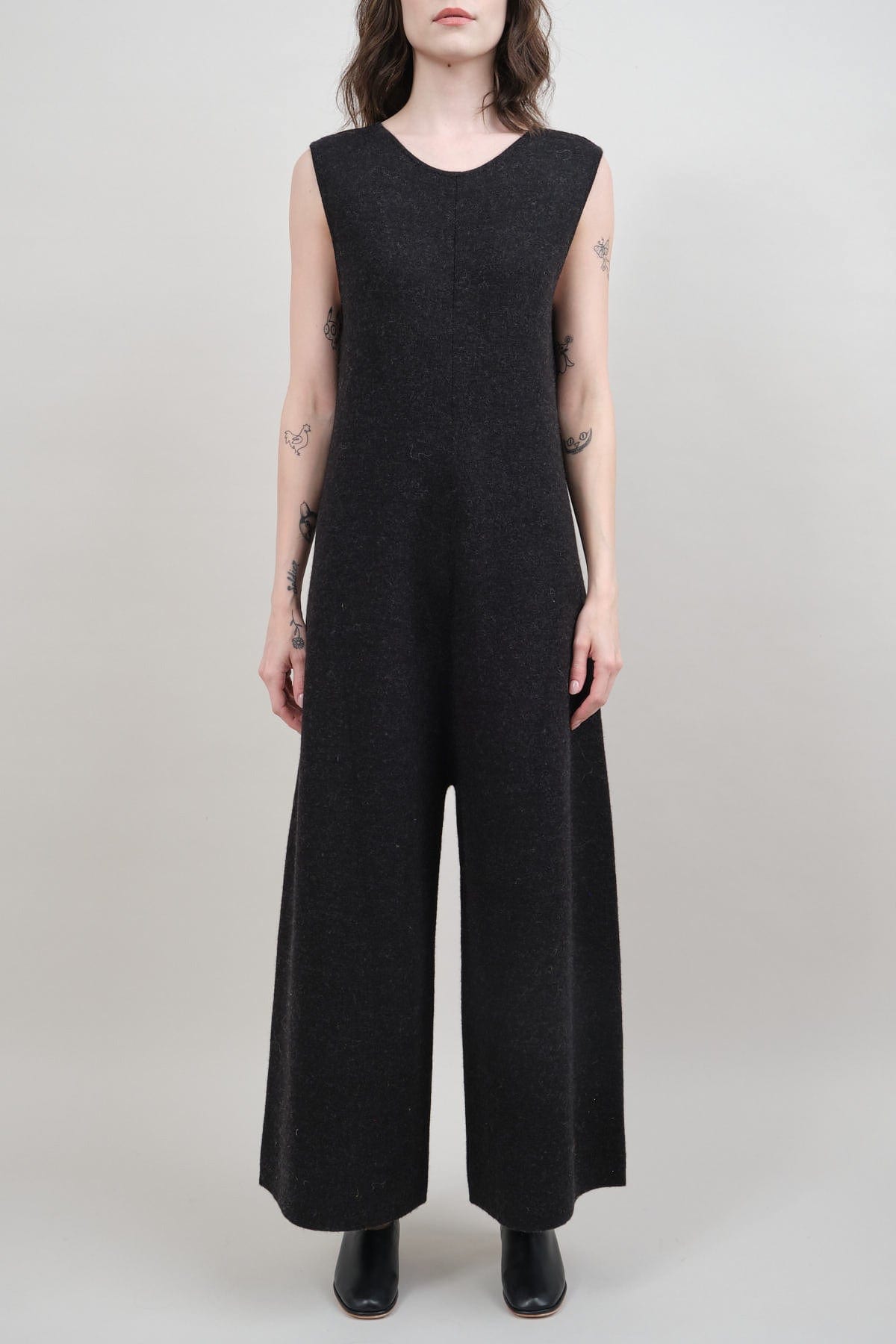 Reversed front on Double Knit Miter Jumpsuit