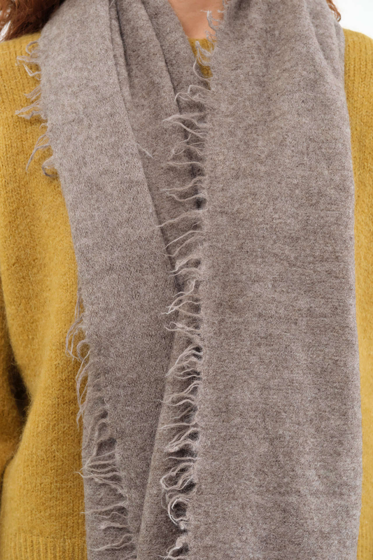 Lauren Manoogian Accessories Scarves Felt Fringe Scarf in Cinder Cinder / One Size