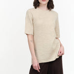 Lauren Manoogian Apparel Womens Sweaters Line Quilt Tee Ecru / 1