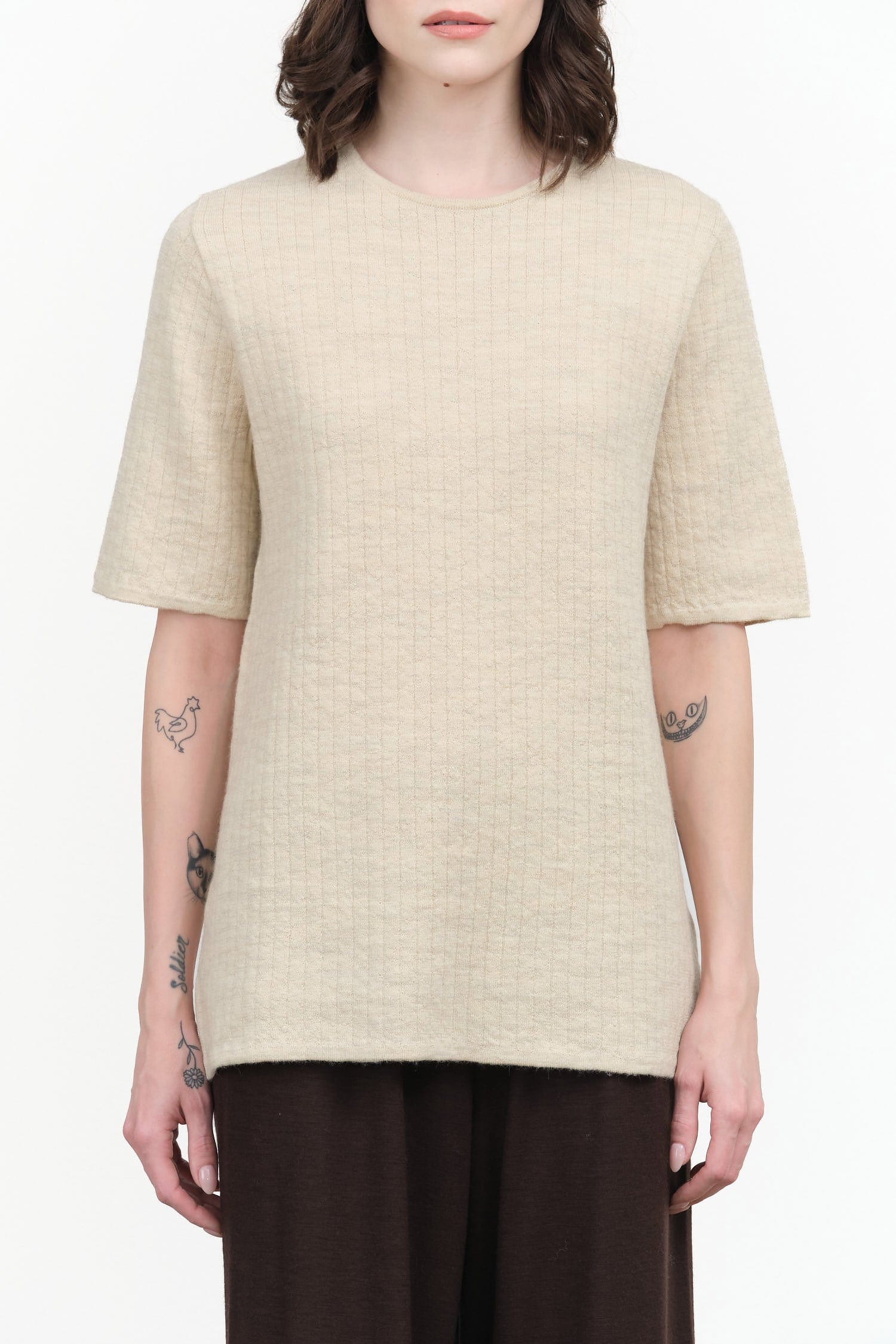 Lauren Manoogian Apparel Womens Sweaters Line Quilt Tee