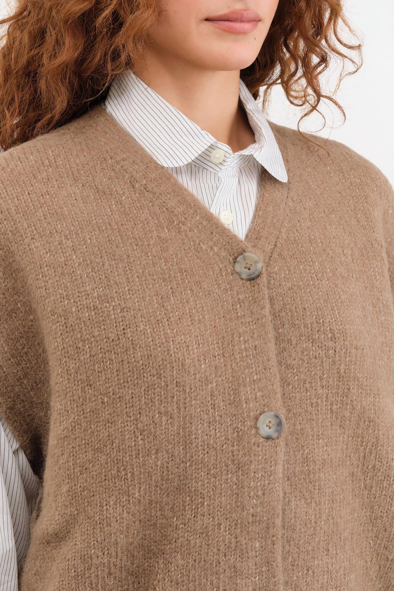 Lauren Manoogian Apparel Womens Sweaters Loft Vest in Tobacco