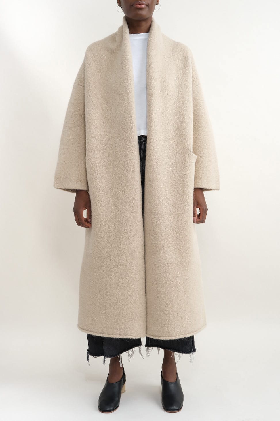 Front of Long Shawl Cardigan in Antique