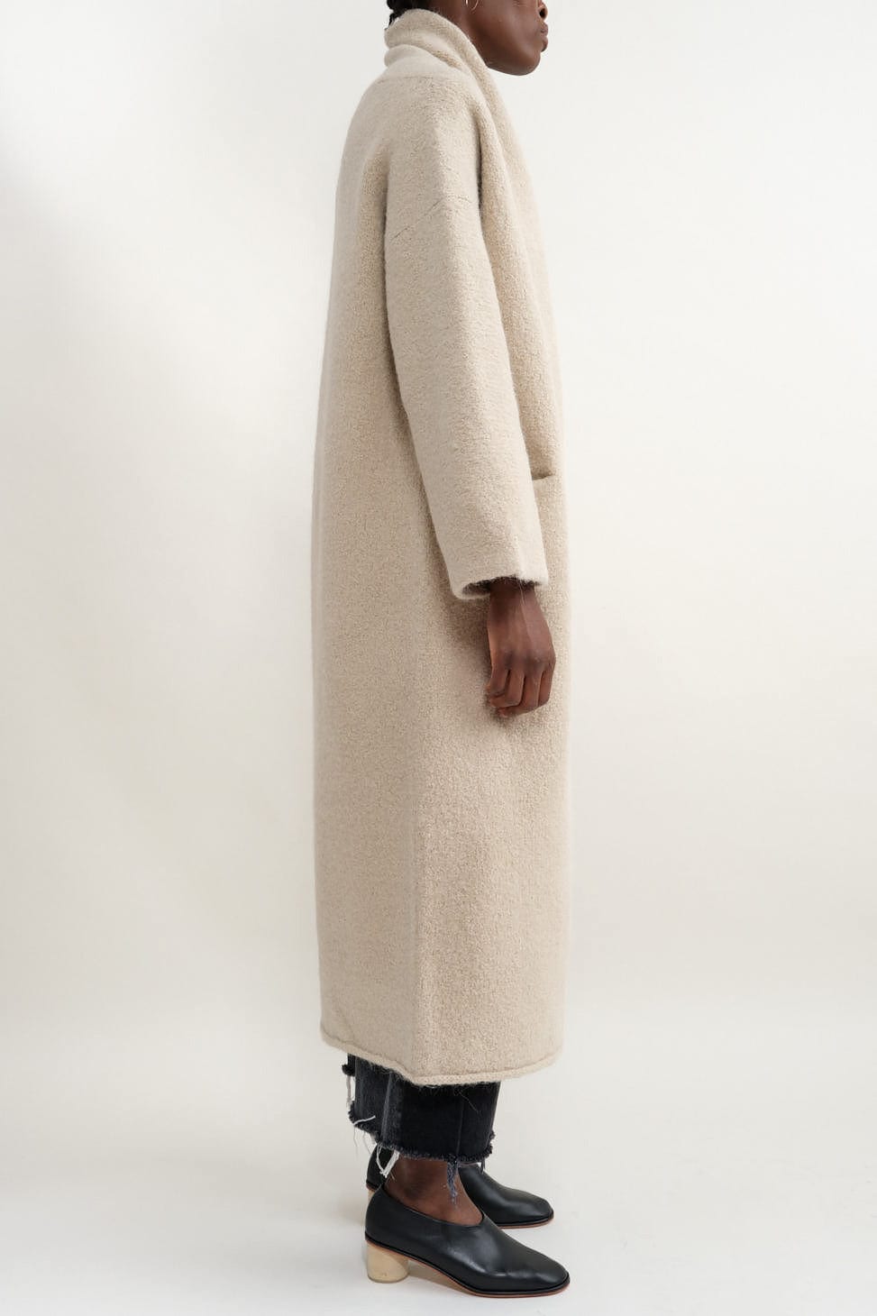 Side of Long Shawl Cardigan in Antique