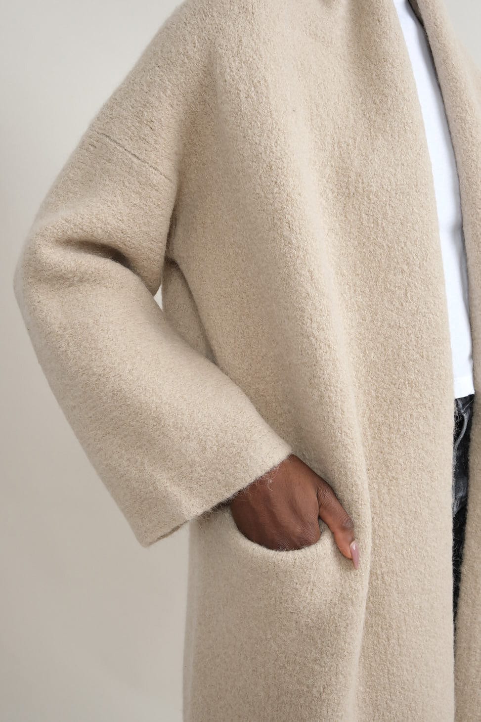 Pocket on Long Shawl Cardigan in Antique