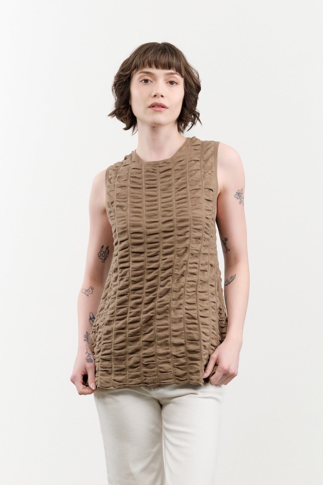 Lauren Manoogian Apparel Womens Sweaters Ruche Shell in Earth