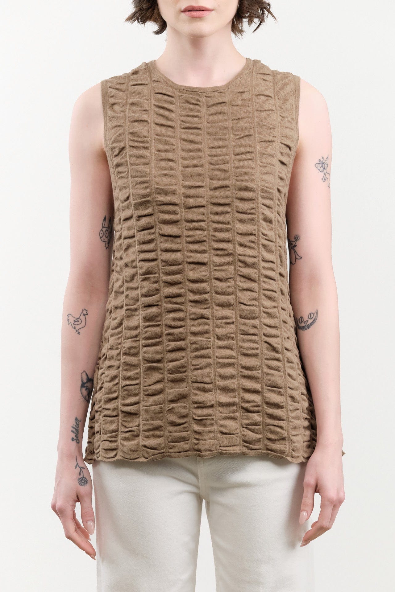 Lauren Manoogian Apparel Womens Sweaters Ruche Shell in Earth
