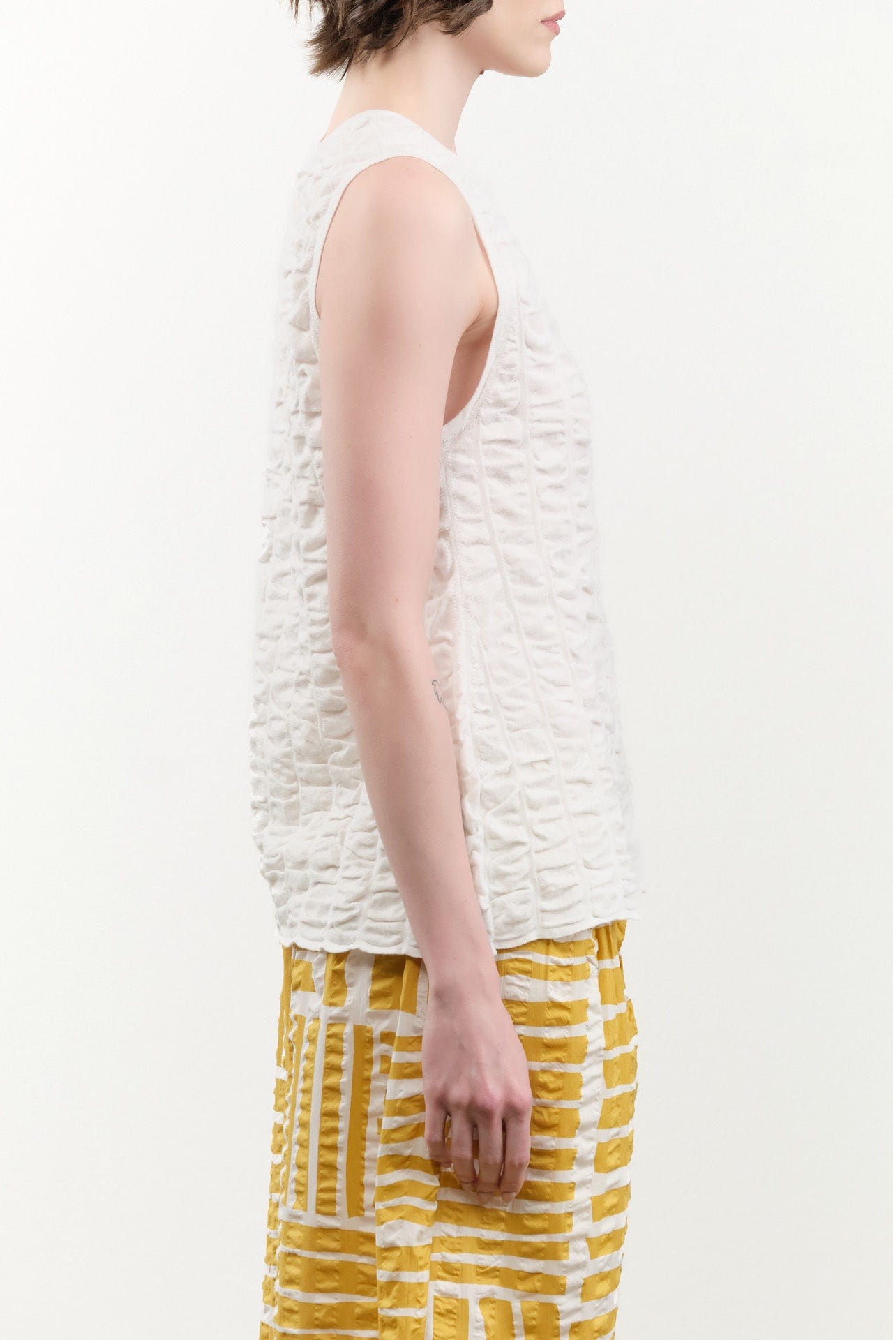 Lauren Manoogian Apparel Womens Sweaters Ruche Shell in White
