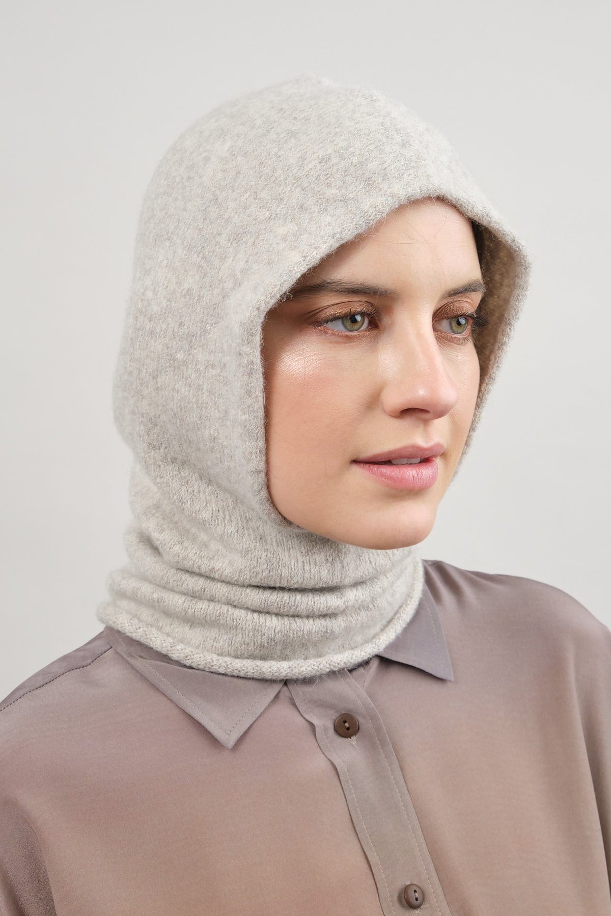 Front of Soft Balaclava in Carrara