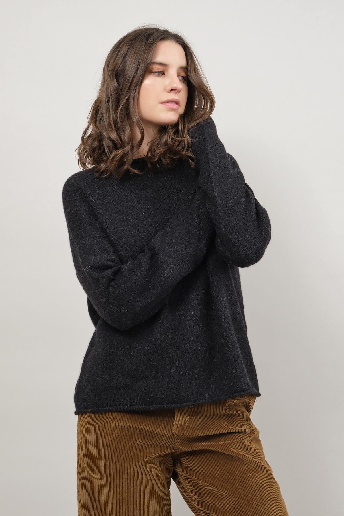 Soft Crewneck in Black Melange