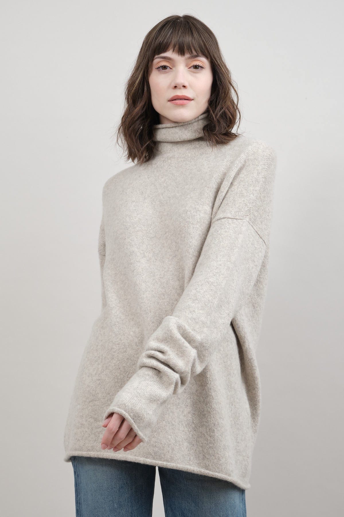 Soft Funnel Sweater in Carrara