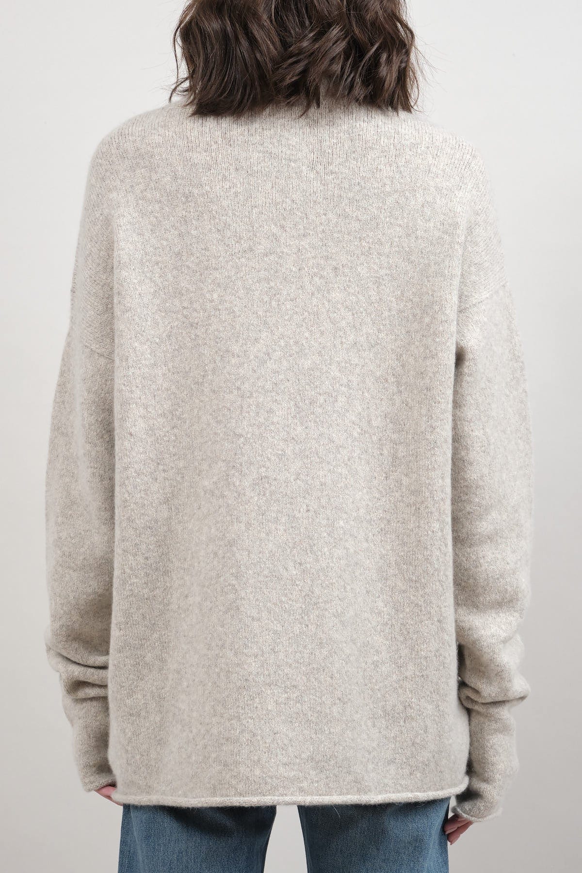 Back of Soft Funnel Sweater in Carrara