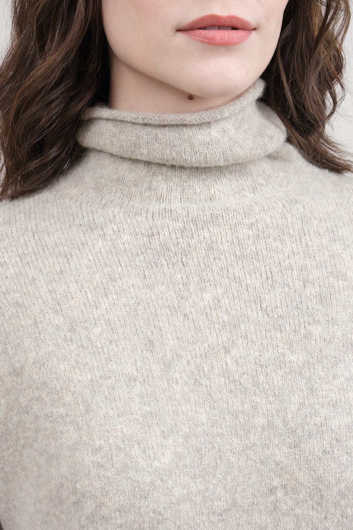 Neckline on Soft Funnel Sweater in Carrara