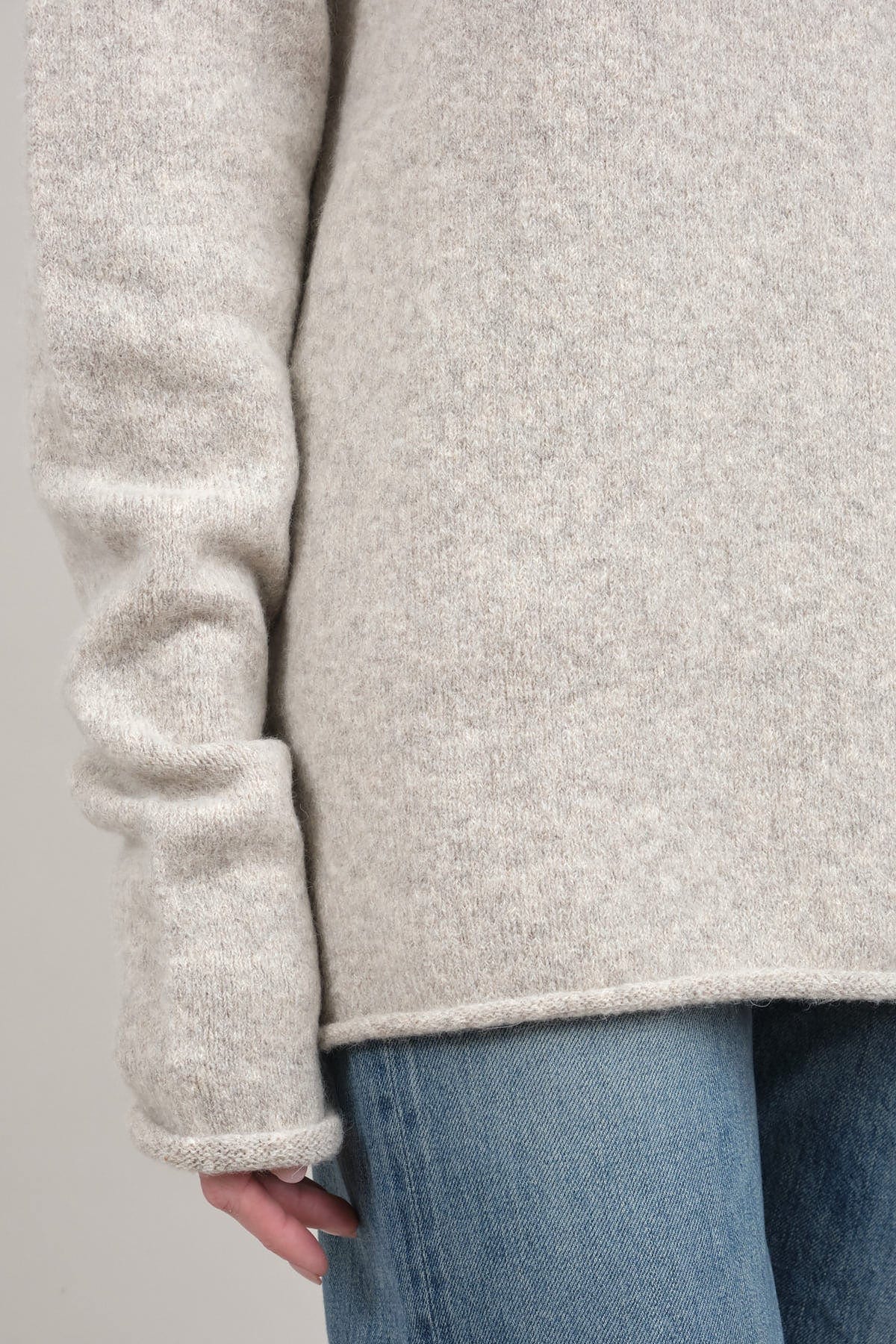 Hemline on Soft Funnel Sweater in Carrara
