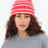 Le Bonnet Accessories Hats Beanie in Crimson Stripe Crimson Stripe / One Size