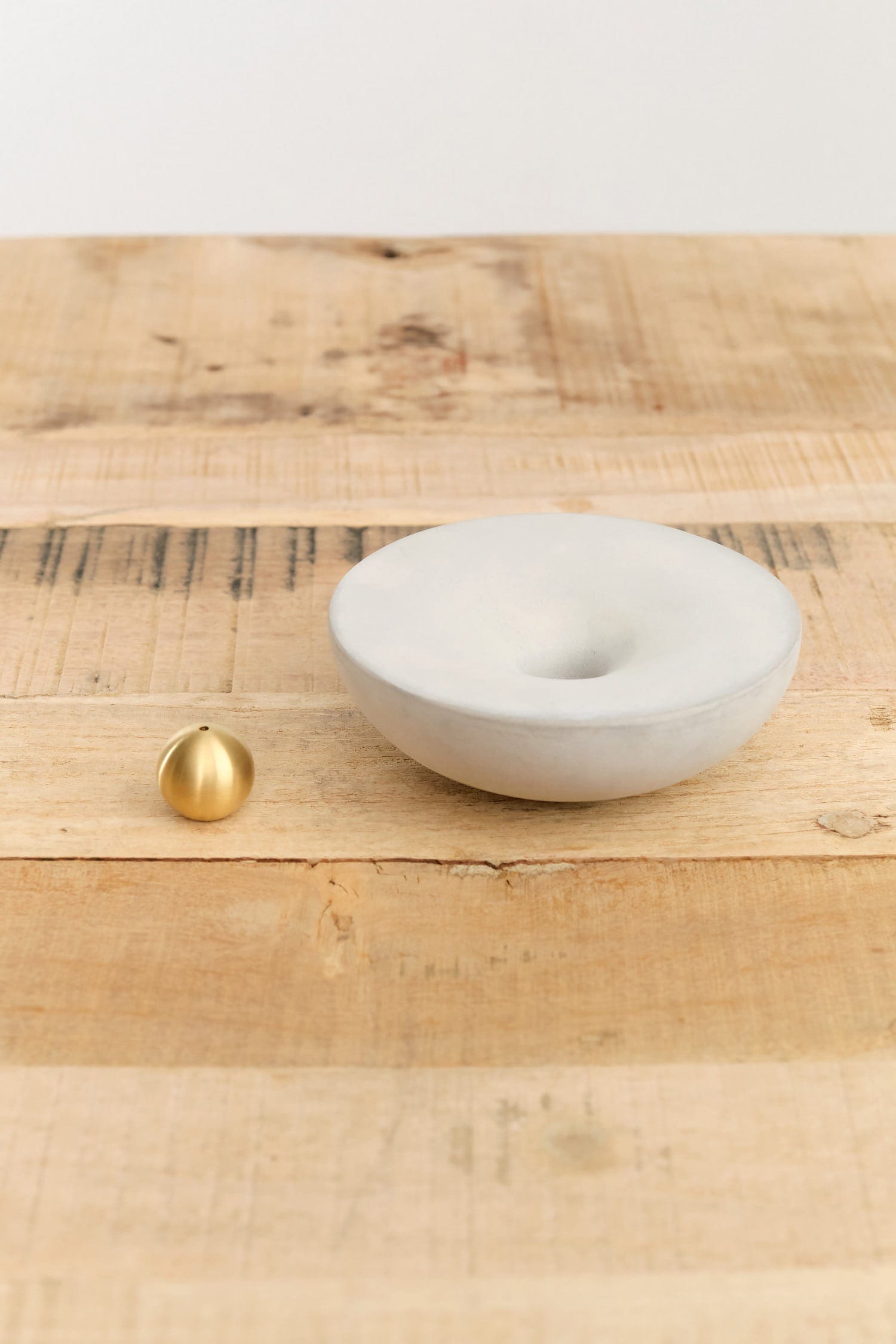 Light + Ladder Home Incense Vorta Candlestick and Incense Holder Concrete & Brass / 5” × 5” × 2”