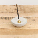 Light + Ladder Home Incense Vorta Candlestick and Incense Holder Concrete & Brass / 5” × 5” × 2”