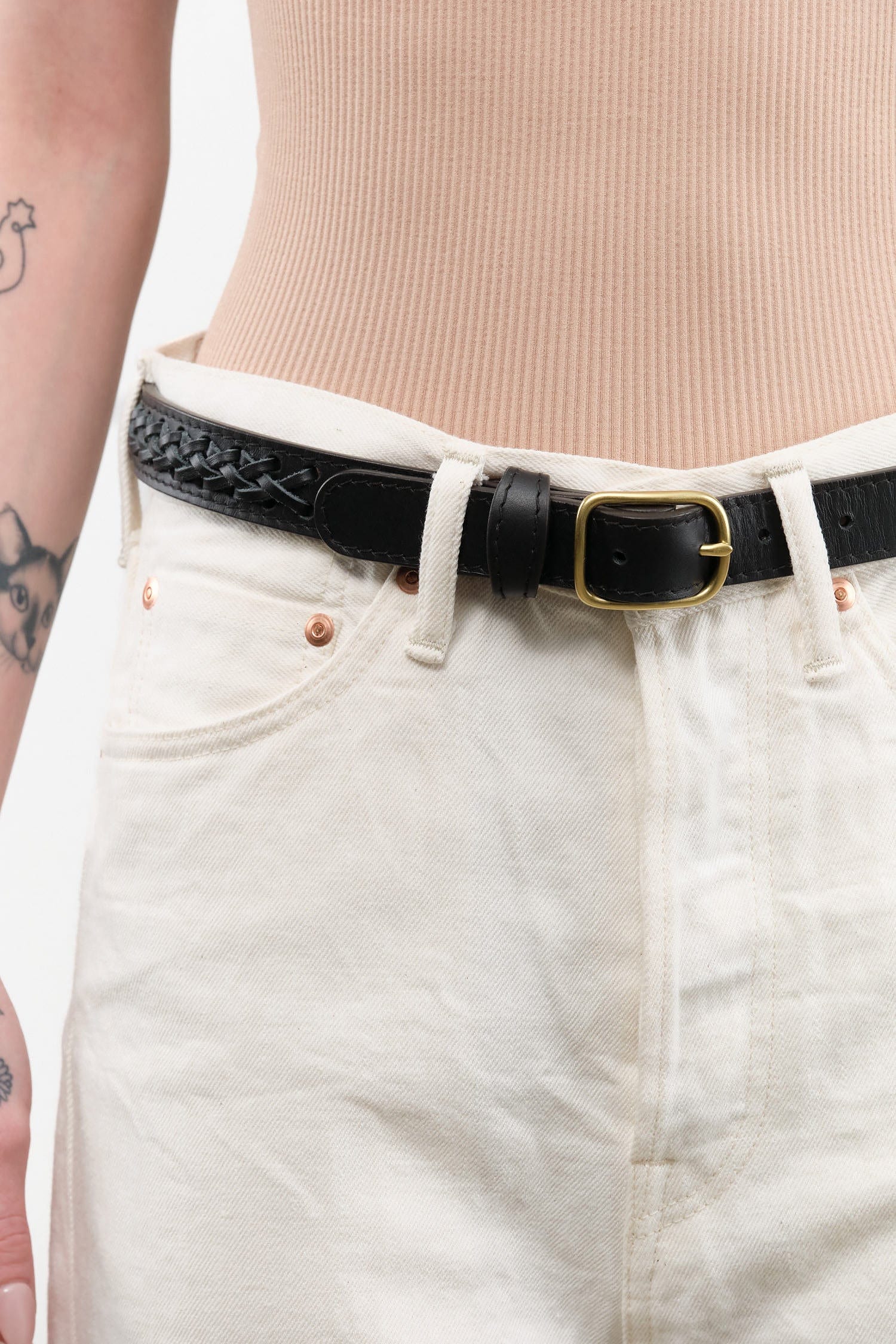 Lindquist Accessories Belts Braided Belt in Black Vachetta