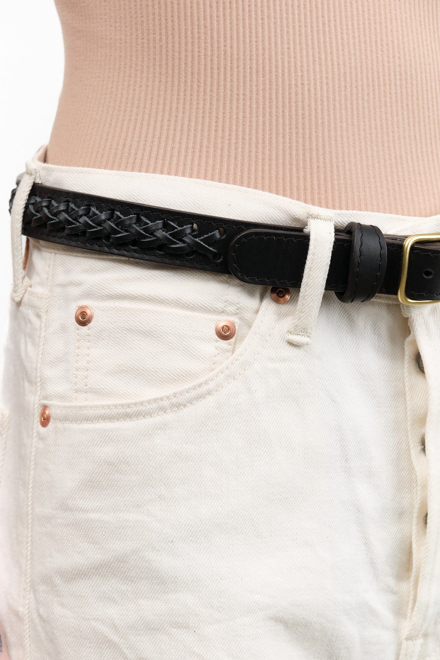 Lindquist Accessories Belts Braided Belt in Black Vachetta
