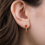 Loren Stewart Jewelry Earrings Mini Diamond Fire Opal Safety Pin Fire Opal